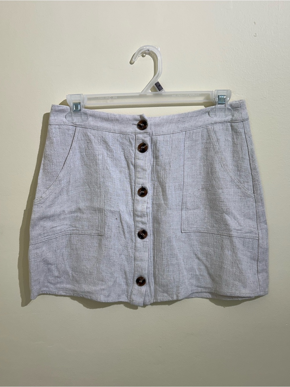 Blue Rain cream linen mini skirt